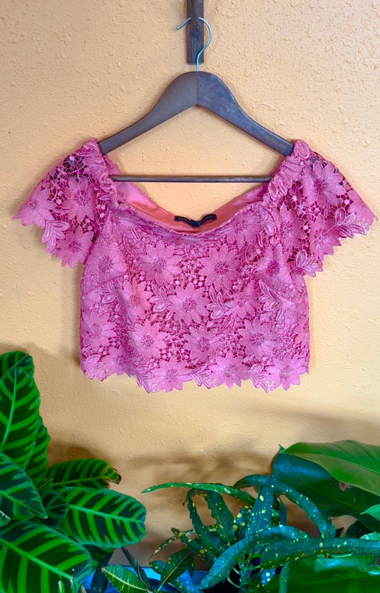 PINK LACE FLOWER CROP (LARGE/ XL)