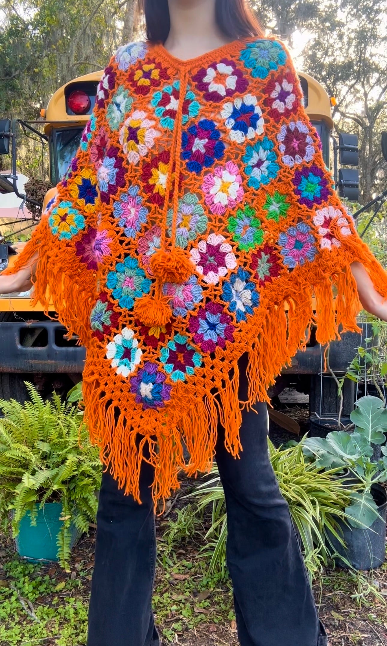 🌈✨ OVER THE RAINBOW GRANNY SQUARE CROCHET PONCHO