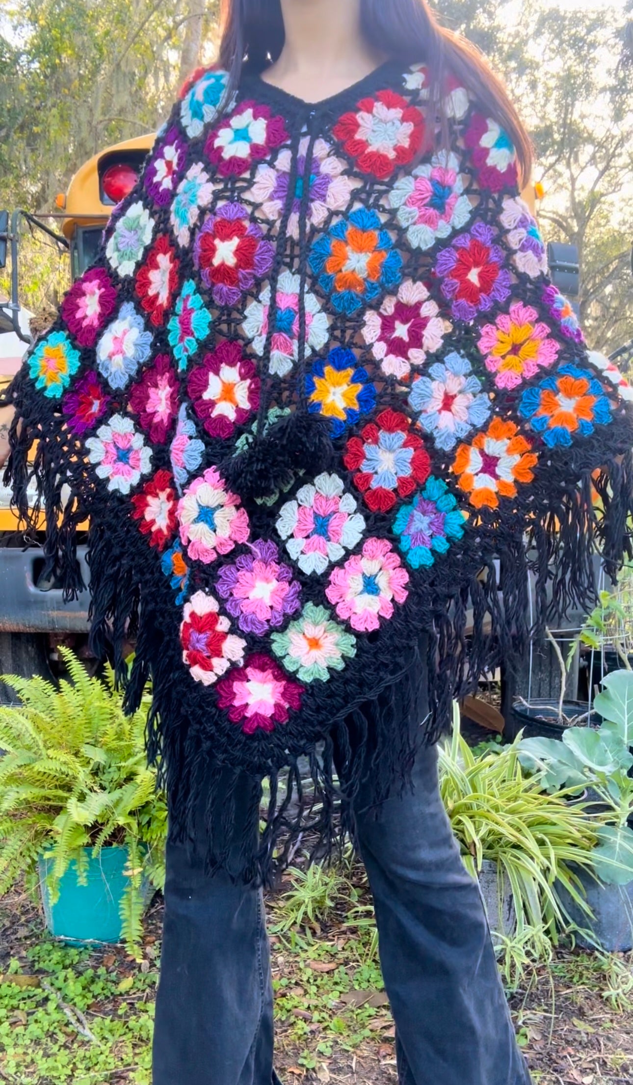 🌈✨ OVER THE RAINBOW GRANNY SQUARE CROCHET PONCHO