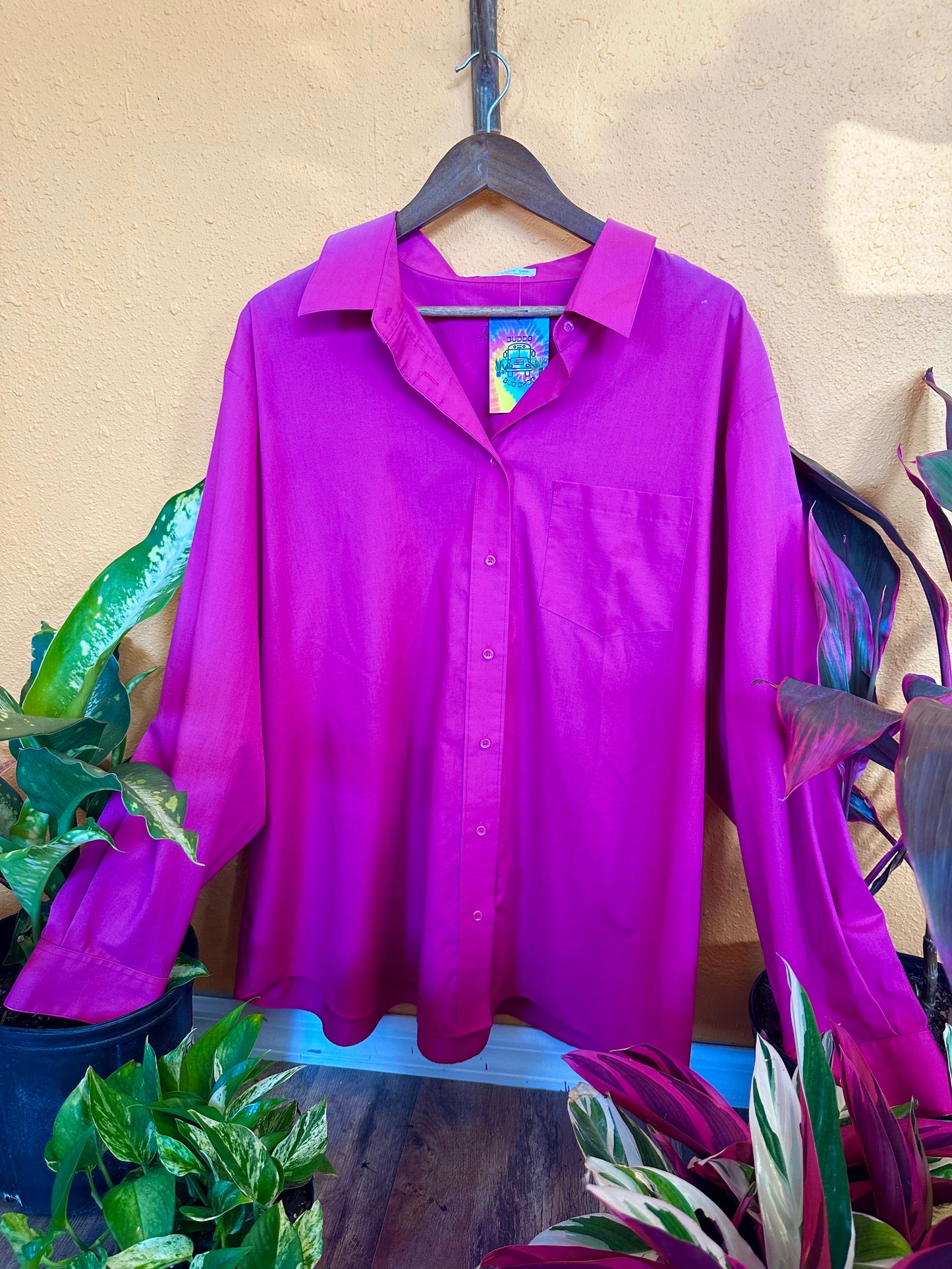 Fuchsia Button Down XL