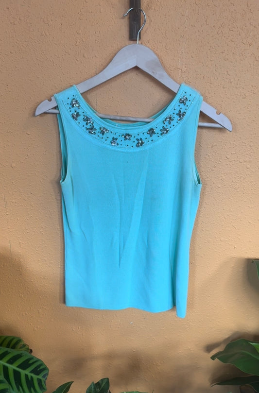 MINT EMBROIDERED TANK ( LARGE)