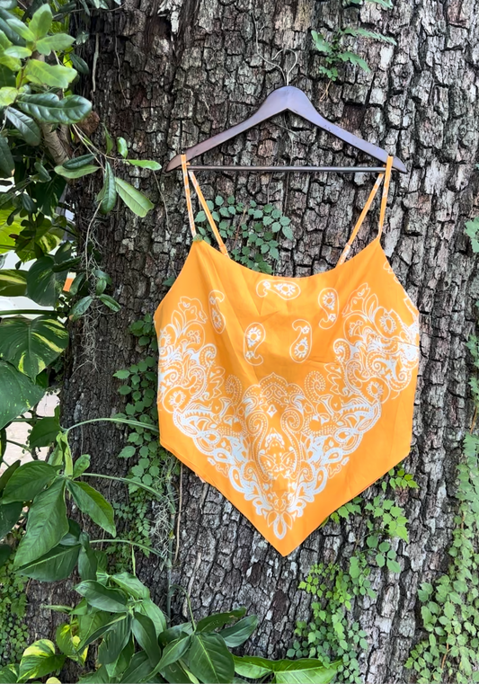 Yellow Bandana Crop Top (1X/2X)