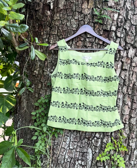 Green Swirls Tank Top Blouse (MEDIUM)