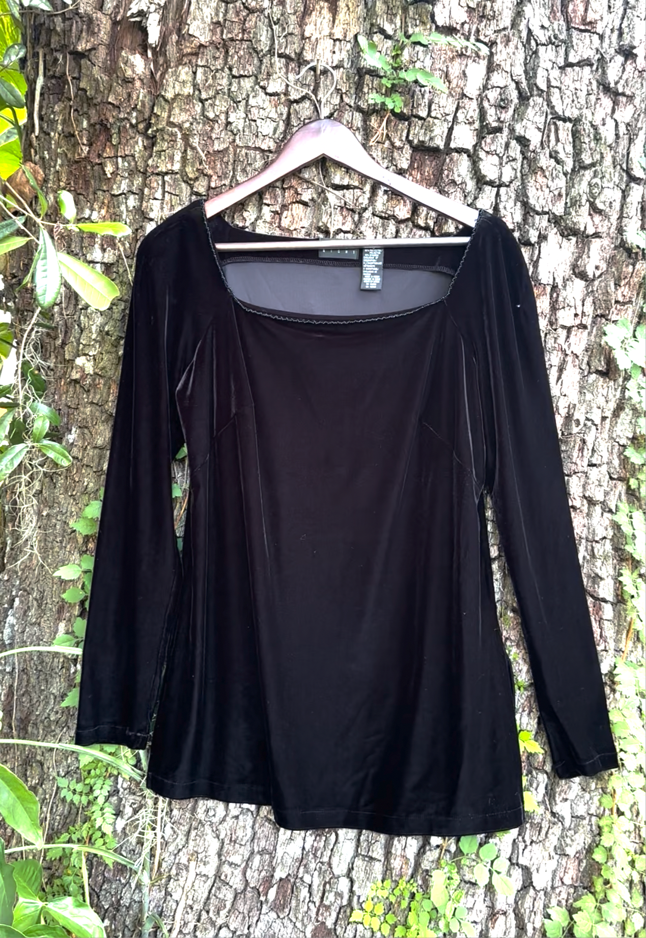 Velvet Beaded Neckline Blouse (SMALL)