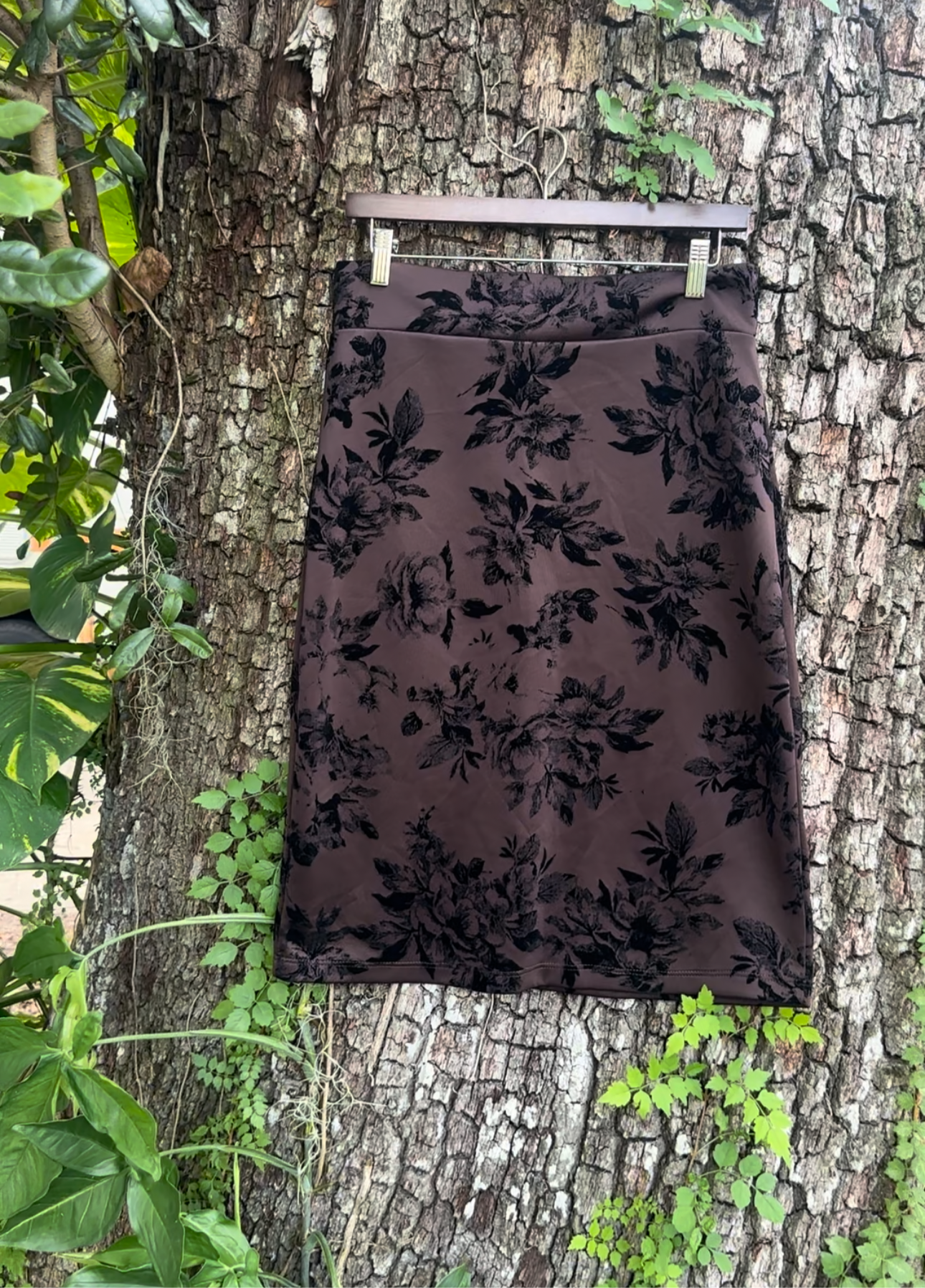 Dark Brown Floral Skirt (LARGE/XL)