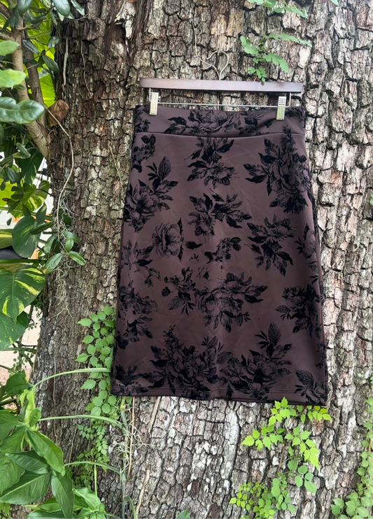 Dark Brown Floral Skirt (LARGE/XL)