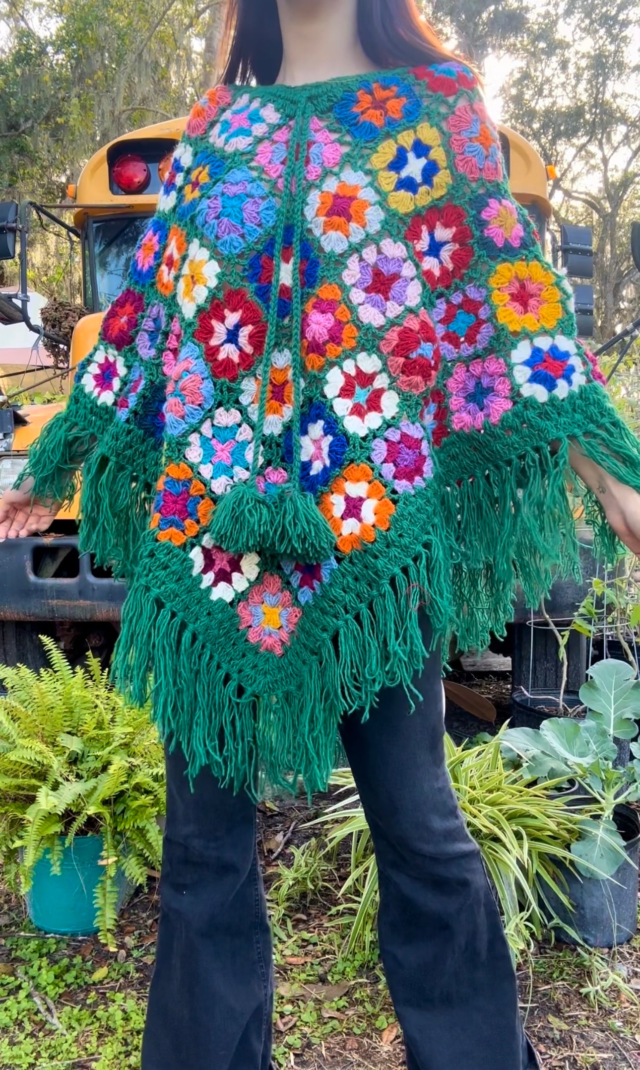 🌈✨ OVER THE RAINBOW GRANNY SQUARE CROCHET PONCHO