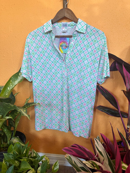 Pink/ Green Seashell Shirt Size M