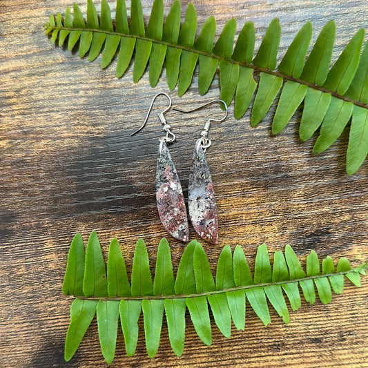 MOSS AGATE POINT EARRINGS