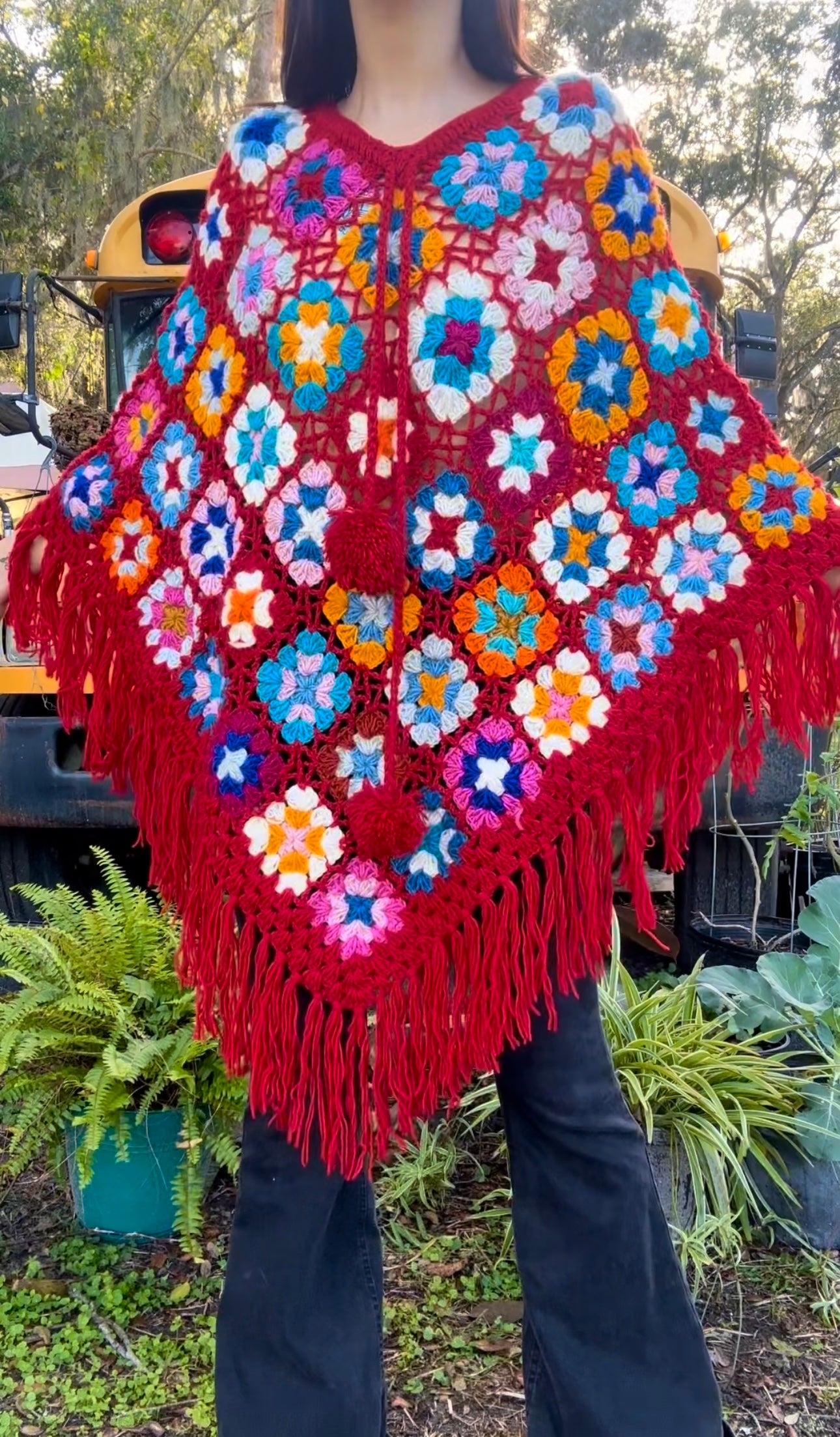 🌈✨ OVER THE RAINBOW GRANNY SQUARE CROCHET PONCHO