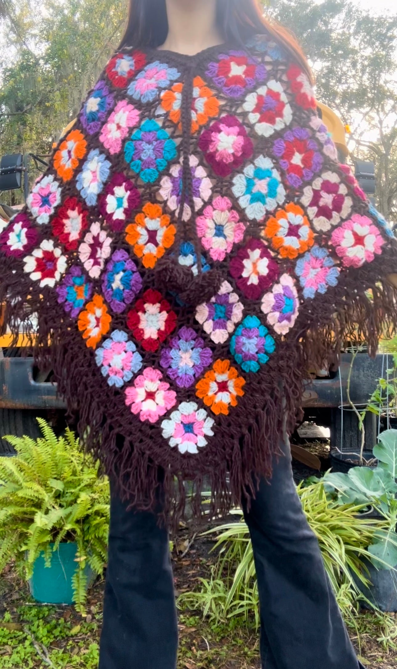 🌈✨ OVER THE RAINBOW GRANNY SQUARE CROCHET PONCHO