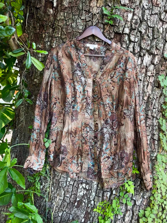 Earthy Brown Paisley Coldwater Creek Blouse (MEDIUM)