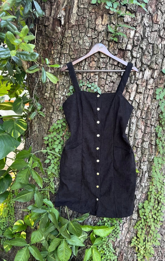 Black Corduroy Dress (MEDIUM)