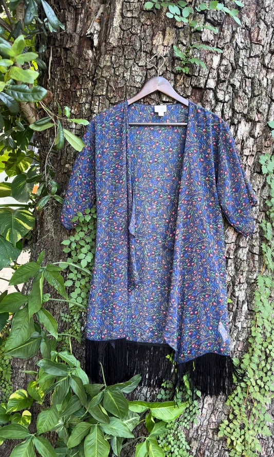 Floral Dark Blue Kimono (SMALL)