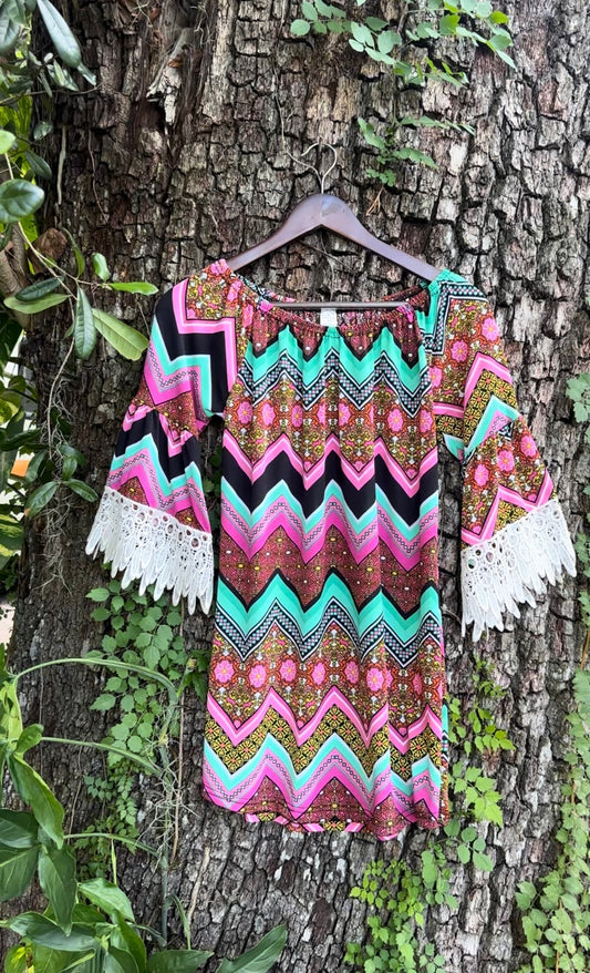 Boho Neon Dress (XS/SMALL)