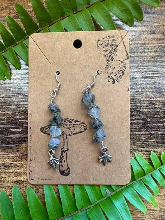 GREEN TOURMALINATED QUARTZ EARRINGS