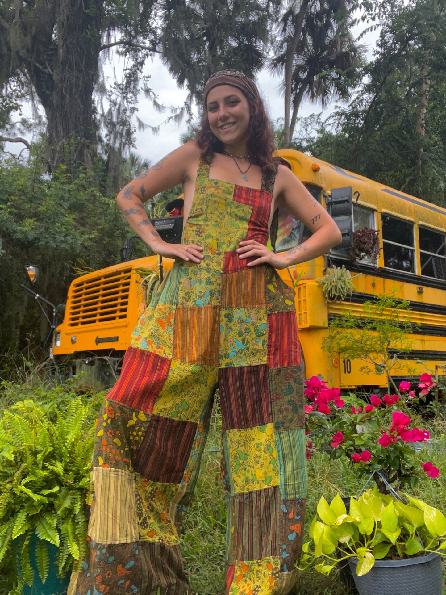 Mushroom Striped Overalls